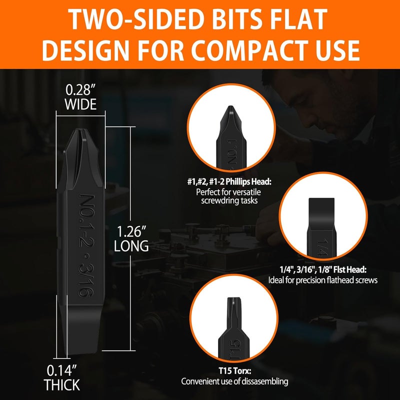 Nextool 10 Pack Replacement Double-Ended Screwdriver Bit for Leatherman Multi-Tool – Durable S2 Steel #1, #2 & #1-2 Phillips + 1/4, 3/16 & 1/8 Flat Head+T15 Torx, Perfect for DIY, and Outdoor Repairs - Image 5
